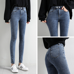 zara ngut高腰牛仔裤女2021春装新款铅笔显瘦加长紧身浅色小脚裤
