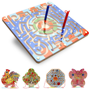 儿童磁性运笔迷宫走珠玩具动物轨道木质早教益智类智力游戏3-6岁