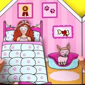 换装纸娃娃深粉色换装娃娃屋diy手工解压半成品安静书女孩玩具书