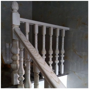定制实木楼梯红橡加大花瓶柱子立柱烤漆藏金实木扶手栏杆楼梯踏板