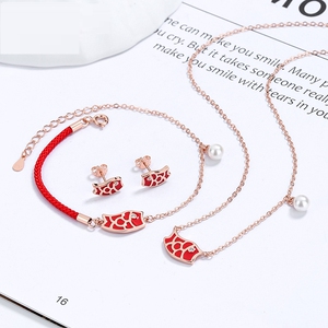 鸿鲤赐运财瑞饰品925纯银好运小锦鲤手链女考试耳钉耳环项链手绳