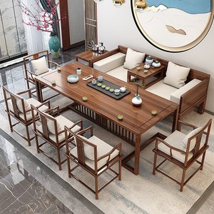 罗汉床沙发新中式茶桌椅组合实木功夫茶桌屏风茶道桌禅意泡茶台
