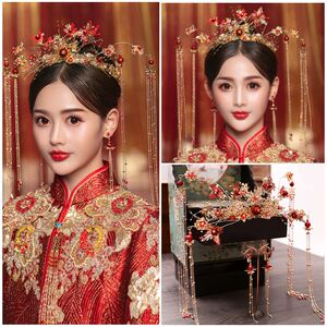 禾服新娘头饰高级秀禾簪花高端中式皇后大婚凤冠奢华凤钗步摇发饰