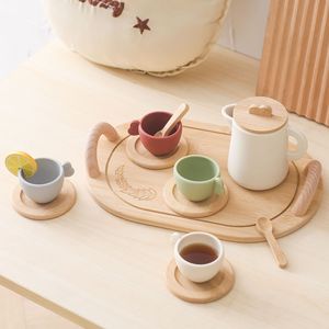 北欧风下午茶玩具茶壶木质杯子杯垫硅胶幼儿童过家家拍照摆件装饰