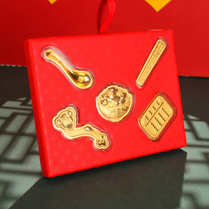 周大福足金1克五福临门摆件五金算盘创意礼品周岁满月送礼礼盒