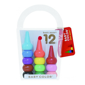 日本原装进口babycolor宝宝蜡笔儿童蜡笔安全易握12色/6色