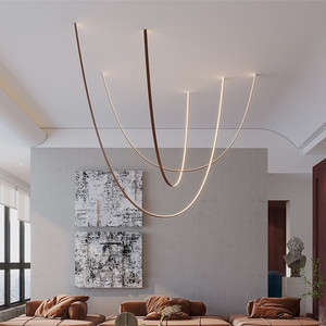 现代简约设计师创意皮带灯艺术别墅客厅公寓挑空loft复式楼梯吊灯
