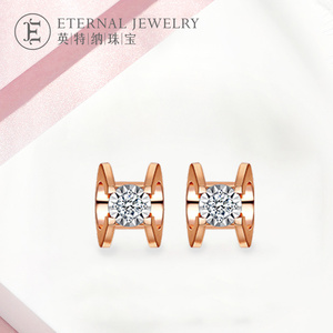 英特纳珠宝18k金au750钻石耳钉玫瑰金白色戒指结婚求婚伴系列