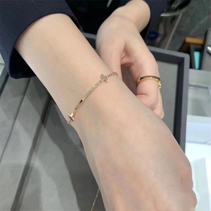 代购 tiffany/蒂芙尼笑脸手链 18k玫瑰金 镶钻 微笑 简约百搭手环
