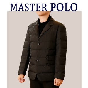 MASTER POLO保罗男士羽绒服冬季中年爸爸装保暖防寒围巾领外套男