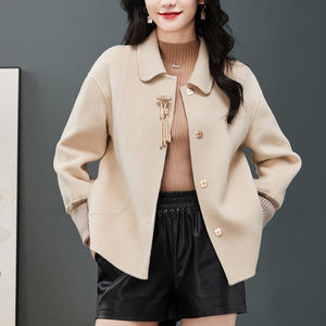 双面大衣女短款外套妈妈小款毛呢小个子配羊绒钐呢子羊毛2022新款