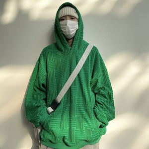 欧美高街hiphop潮牌卫衣男戴帽子休闲毛巾绣条纹情侣春装休闲外套