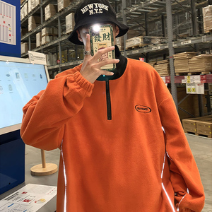 半拉链卫衣男橘