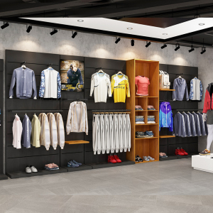 运动服装店展示架落地式黑色陈列架高端服装挂衣架品牌设计定制