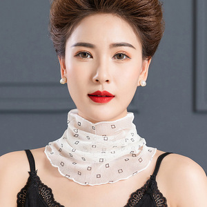夏季防晒真丝网眼小丝巾纯色脖套100%桑蚕丝围脖女士套头网纱围巾
