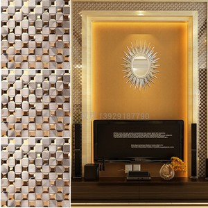 茶色镜面玻璃马赛克电视背景墙瓷砖铝合金金属拉丝客厅玄关装饰墙