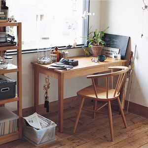 北欧白橡木书桌日式无印良品实木工作台muji写字台小户型电脑桌椅