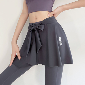 舞蹈瑜伽小裙子瑜伽裤遮挡神器一片式遮臀裙罩跑步运动健身裤屁帘