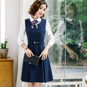 幼师职业套装秋冬新款教师园服女幼儿园老师早教服装连衣裙工作服