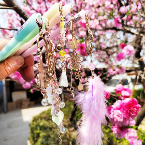 羽毛挂件中性笔高颜值少女心好看可爱樱花吊坠萌创意卡通女生水笔