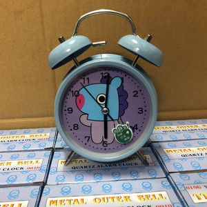 韩国爆款bt21防弹少年团动漫卡通打铃金属红色闹钟学生卧室静闹钟