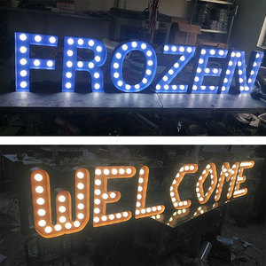 led大灯泡发光字定做生锈复古做旧灯箱字婚庆装饰ktv个性门头招牌