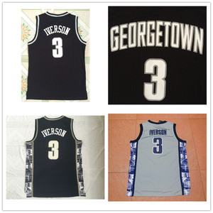 ncaa 乔治城大学版3号艾弗森球衣 背心刺绣篮球服黑色 灰色