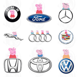 23lee19831101淘宝小猪佩奇搞笑车标贴纸社会人佩奇反光车贴遮划痕