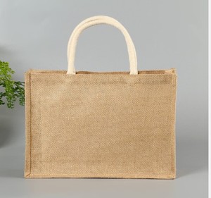 黄麻布手提袋包定做logo竹手把亚麻天然麻布仿麻购物袋子董欣定制