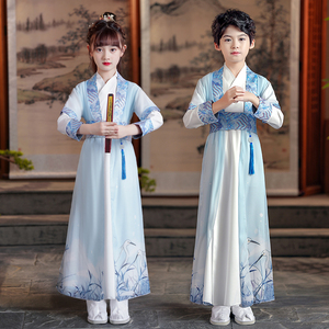 儿童古装女孩国学服中国风六一朗诵幼儿书童小学生汉服男童演出服