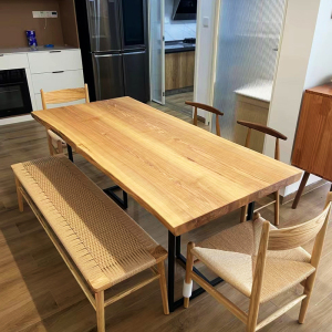 北美白蜡木实木大板餐桌原木简约现代胡桃木北欧办公书桌日式茶几