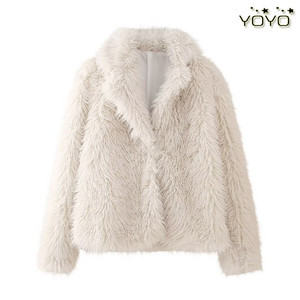 YOYO 欧美风外贸女装新款2023时尚休闲宽松长袖羊羔毛外套大衣