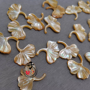 【子钥】天然黄蝶贝立体雕刻银杏叶diy古风发簪手工饰品材料配件