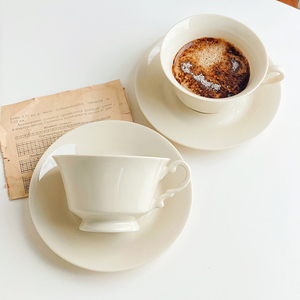法式咖啡杯碟套装奶黄陶瓷马克杯小巧特别好看的轻奢ins办公室杯
