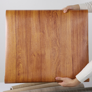 加厚棕色科技木原木北欧橡木防水壁纸贴膜家具贴皮木纹贴纸自粘膜