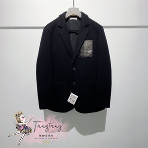 loewe/罗意威秋冬新款男士皮标字母口袋商务休闲修身翻领西装外套