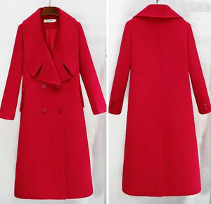 我的前半生 马伊琍罗子君同款大衣 可爱红色中长款秋冬羊毛呢