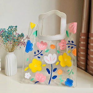 透明手提袋diy涂鸦幼儿园绘画透明pvc礼品袋小红书儿童颜料绘画袋