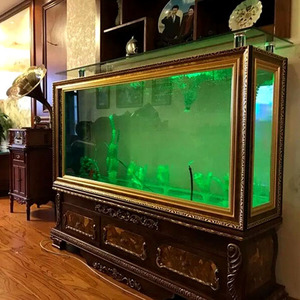 欧式生态金龙鱼缸客厅家用免换水玻璃屏风玄关造景鱼缸大型水族箱