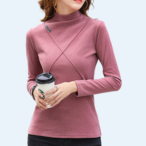 中年妈妈秋衣德绒打底衫女土春秋洋气新款时尚个性平绒上衣服减龄