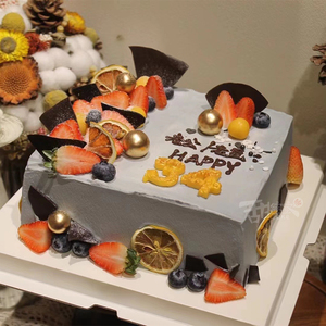 老公妈妈女士男士简约正方形网红定制生日蛋糕北京上海杭州全国送