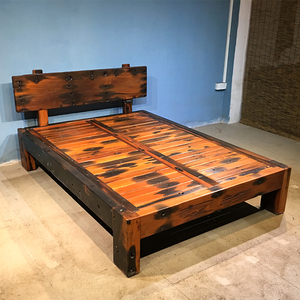 老船木家具古船木实木双人床卧室1.8米床1.5米可定制明清古典大床