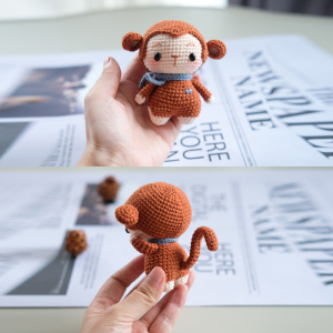 勾线手工编织钥匙扣十二生肖手工diy钩针小猴子玩偶编织材料包