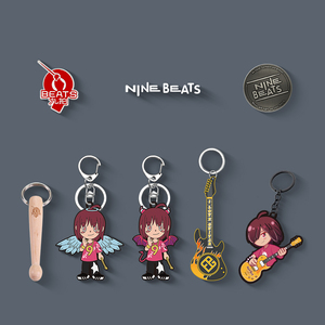 九拍臻选小九卡通钥匙滴胶挂坠/九拍logo徽章/木质鼓棒型钥匙扣