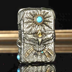 zippo烈日雄鹰打火机印第安绿松石红宝石老鹰打火机防风煤油礼物