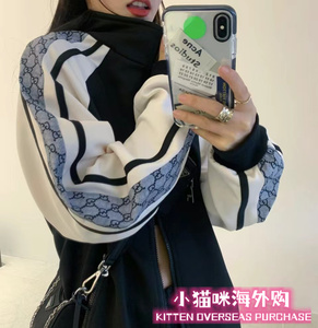 正品代购gucci/古驰拼接复古经典双g侧袖logo夹克外套男女同款