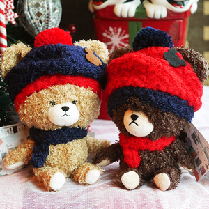 日本专柜正版冬季限定冬帽围巾jakie读书熊上学熊公仔