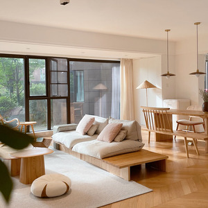 日式侘寂风实木沙发原木风民宿矮卡座现代简约创意客厅设计师推荐