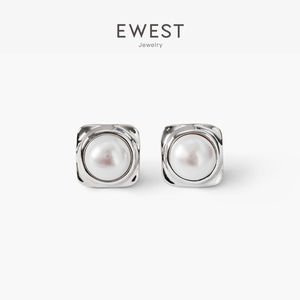 ewest艺未小众大颗珍珠养耳洞925银耳钉女高级感耳饰轻奢气质耳环