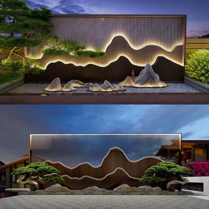 不锈钢假山屏风背景墙钛金别墅户外酒店大堂玫瑰金属格栅厂家定制